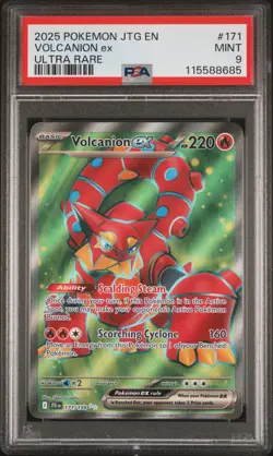 2025 POKEMON JTG EN-JOURNEY TOGETHER ULTRA RARE #171 VOLCANION EX PSA 9 - Image 1