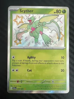 Pokemon TCG Scyther 095/091 Scarlet & Violet Paldean Fates Shiny Rare NM - Image 1