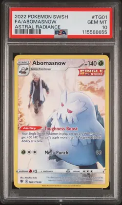 2022 POKEMON SWORD & SHIELD ASTRAL RADIANCE #TG01 FULL ART/ABOMASNOW PSA 10 - Image 1