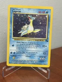 Pokemon TCG Lapras 10/62 Fossil Holo Rare 1999 WOTC Vintage LP - Image 1