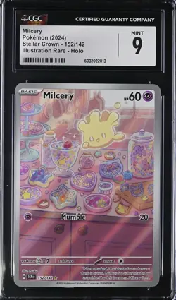 Milcery Pokemon 152/142 2024 Stellar Crown Illustration Rare CGC 9 - Image 1