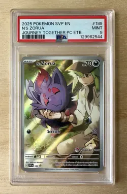 PSA 9 - Pokemon Center 2025 Journey Together N's Zorua Black Star Promo Card 189 - Image 1