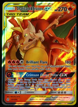 Charizard & Braixen GX Tag Team #22 NM-M Pokemon Card - Image 1
