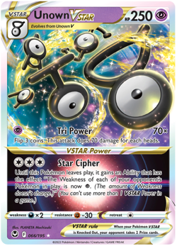 Unown VSTAR 066/195 Silver Tempest Ultra Rare Pokemon Card NEAR MINT NM - Image 1