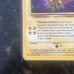 Zapdos 30/62 Fossil *Unlimited* *Rare* Pokemon Card TCG Non Holo LP Vintage - Image 2
