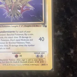 Zapdos 30/62 Fossil *Unlimited* *Rare* Pokemon Card TCG Non Holo LP Vintage - Image 3