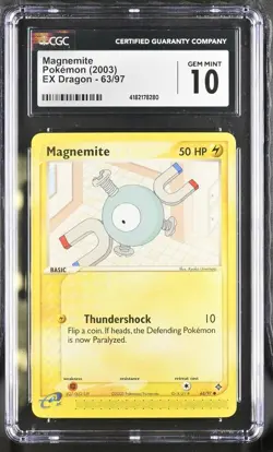CGC 10 Gem Mint Magnemite E-Series EX Dragon 63/97 Vintage Pokemon Card - Image 1