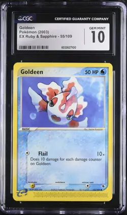 CGC 10 GEM MINT Goldeen 55/109 EX Ruby & Sapphire Vintage 2003 Pokemon Card - Image 1