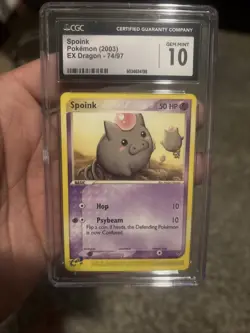 CGC 10 Spoink 74/97 EX Dragon 2003 Pokemon Card - Image 3