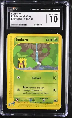 CGC 10 Sunkern 106/144 Common Skyridge Pokemon Card - Image 1