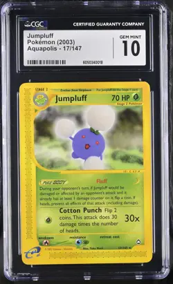 CGC 10 GEM MINT Jumpluff 2003 Aquapolis 17/147 Pokemon Card - Image 1