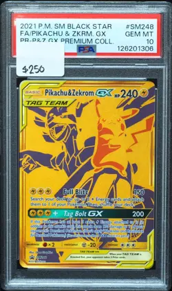 Pikachu & Zekrom GX SM248 PSA 10 Gem Mint Promo Pokemon Card - Image 1