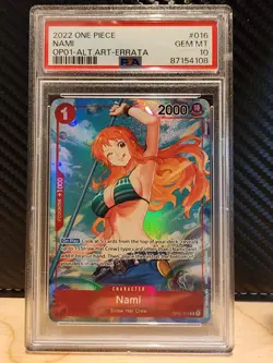 2022 ROMANCE DAWN 016 Nami Alternate Art - Errata Rare One Piece CCG Card PSA 10 - Image 1