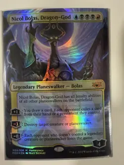 1x Nicol Bolas Dragon God NM Borderless Foil Guilds of Ravnica Mythic Edition x1 - Image 1