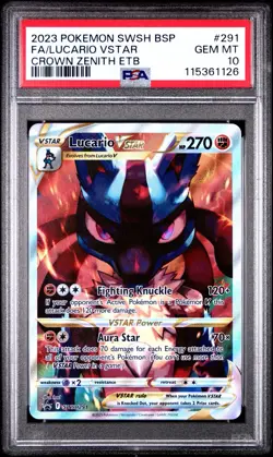 2023 Pokemon SW&SH Black Star Promos Lucario VStar PSA 10 Gem Mint SWSH291 - Image 1