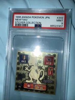 1996 AMADA POKEMON JPN STICKER COLL #202 MEWTWO PSA 8 - Image 1