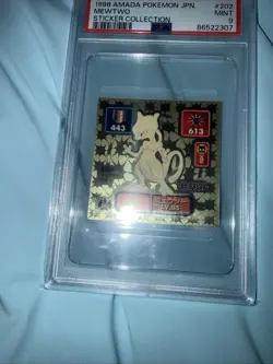 1996 AMADA POKEMON JPN STICKER COLL #202 MEWTWO PSA 8 - Image 2