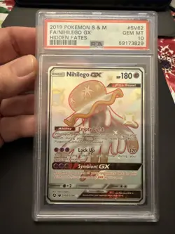 2019 Pokemon Sun & Moon Hidden Fates Nihilego GX #SV62/SV94 PSA 10 - Image 1