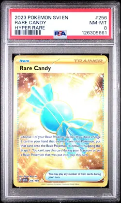 2023 POKEMON SVI EN-SCARLET & VIOLET HYPER RARE #256 RARE CANDY PSA 8 - Image 1