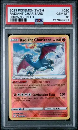 2023 POKEMON SWORD & SHIELD CROWN ZENITH #020 RADIANT CHARIZARD PSA 10 - Image 1