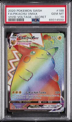2020 POKEMON SWORD & SHIELD VIVID VOLTAGE SECRET FULL ART/PIKACHU VMAX PSA 10 - Image 1