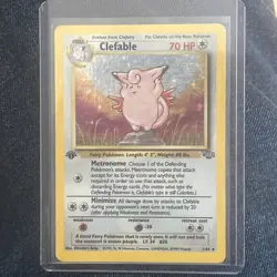 Pokemon TCG Clefable Holo 1st Edition Rare Card Jungle Base Set, 1/64 LP - Image 1