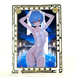 Goddess Story: Rei Ayanami Non Serial Metal Anime Waifu CCG Trading Card - Image 2