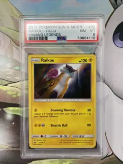 Holo Foil Raikou # 32/73 Shining Legends Set Pokemon Trading Cards PSA 8 NM-MT - Image 1