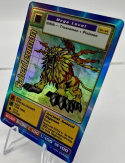 Digimon Card - 1999 SaberLeomon ST-34 - Bandai Digi Battle Vtg Holo LP - Image 3