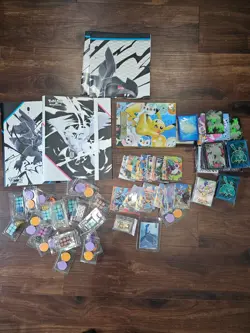 Pokemon Miscellaneous Accessories Lot - EIF 3.0 cards/box, Binders, Dice, Coins - Image 1
