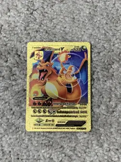 Pokemon Charizard V HP522 Interlaced Flames Gold Foil Fan Art Card LP - Image 1