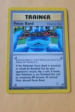 Pokemon Card FOCUS BAND Unlimited Neo Genesis 86/111 Non-Holo Rare LP - Image 1