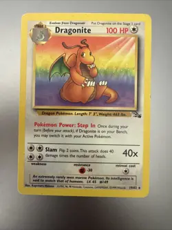 Dragonite 19/62 Rare Non Holo Fossil Set Pokemon Card WOTC 1999 NM TCG - Image 1