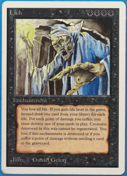 Lich Unlimited HP/DAMAGED (Black Rare Reserved List MTG Card) (506200) ABUGames - Image 1