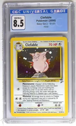 CGC 8.5 Clefable 2000 Base Set 2 5/130 Holo Pokemon Card psa - Image 1