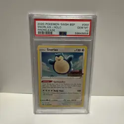 2020 Pokemon Promo Vivid Voltage SWSH068 PSA 10 Prerelease - SNORLAX - Image 1
