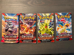 Pokemon TCG Scarlet &Violet Obsidian Flames Sealed Booster Pack Lot of 4 Art Set - Image 1