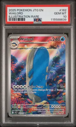 2025 POKEMON JTG EN-JOURNEY TOGETHER ILLUSTRATION RARE #162 WAILORD PSA 10 - Image 1