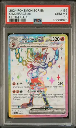 PSA 10 Cinderace ex #157/142 Ultra Rare 2024 Pokemon Stellar Crown GEM MINT - Image 1