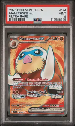 2025 POKEMON JTG EN-JOURNEY TOGETHER ULTRA RARE #174 MAMOSWINE EX PSA 9 - Image 1