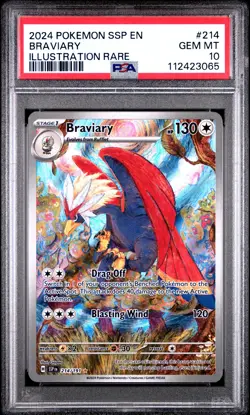 2024 POKEMON SSP EN-SURGING SPARKS ILLUSTRATION RARE #214 BRAVIARY PSA 10 - Image 1
