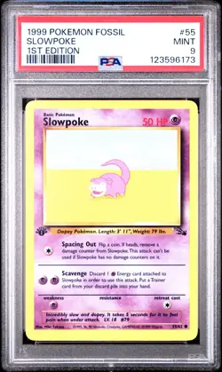 PSA 9 MINT 1999 POKEMON FOSSIL 55 SLOWPOKE 1ST EDITION ENGLISH - Image 3