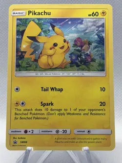 TCG Pokemon Pikachu SM86 Black Star Promo Sun & Moon Holo Swirl Near Mint/Mint - Image 1