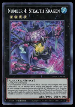 Yugioh Number 4: Stealth Kragen BROL-EN030 1st Edition Secret Rare NM - Image 1