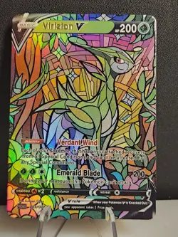 Virizion CUSTOM Stained Glass Holo Van Gogh Shiny Unbranded Card Display Only #2 - Image 2