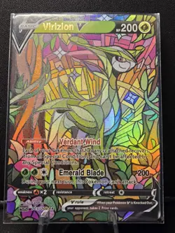 Virizion CUSTOM Stained Glass Holo Van Gogh Shiny Unbranded Card Display Only #2 - Image 3