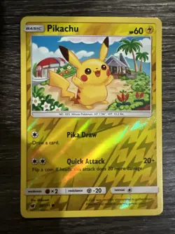 Pikachu 30/111 LP Reverse Holo Crimson Invasion Pokemon Card tropical cute happy - Image 1