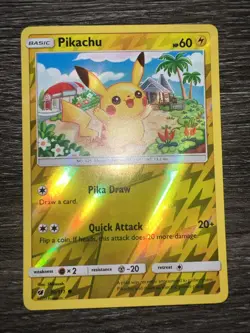 Pikachu 30/111 LP Reverse Holo Crimson Invasion Pokemon Card tropical cute happy - Image 2