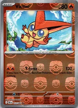 Pokemon Card Victini 012/086 Master Ball Reverse Holo Black Bolt - Near Mint - Image 1