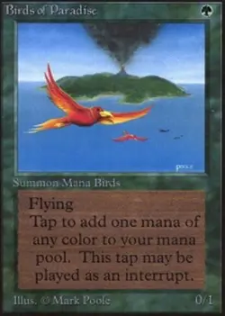 1x Birds of Paradise Heavy Play, English 2nd Edition Unlimited MTG Magic - Image 1